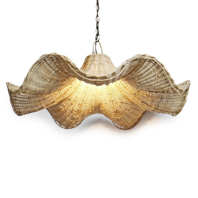 Raw Rattan Skirt Pendant Light For Sale - Image 4 of 10