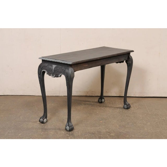 English Carved Wood Dark Gray Console For Sale In Atlanta - Image 6 of 11