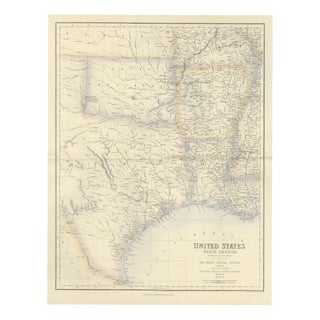 Antique Map of Texas and Louisiana with Indian Territory, 1860 For Sale