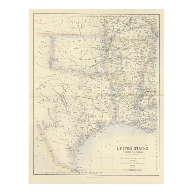 Antique Map of Texas and Louisiana with Indian Territory, 1860 For Sale