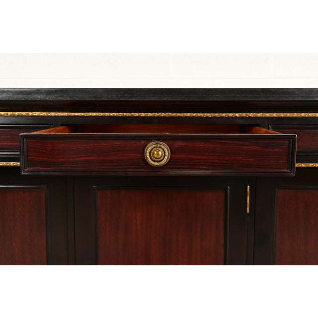 Ralph Lauren French Empire Carved Mahogany Marble Top Sideboard or Bar Cabinet For Sale - Image 10 of 15