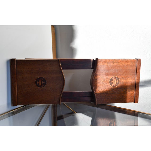 Antique Victorian Mahogany Sliding Book Slide — Marquetry Inlaid Medallions — Adjustable Bookrack — Book Shelf Stand 19th Century English For Sale In Washington DC - Image 6 of 12