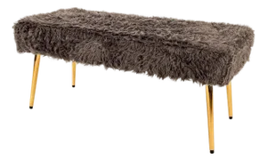 Slate Grey Faux Fur Plush Bench