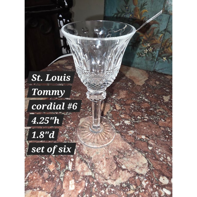 Traditional 1920s Six St. Louis Crystal "Tommy" Pattern Cordial Glasses For Sale - Image 3 of 7