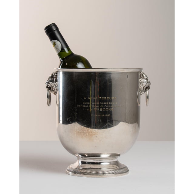 Mid 20th Century France Hollywood Regency Silver Metal Ice Bucket For Sale - Image 14 of 14