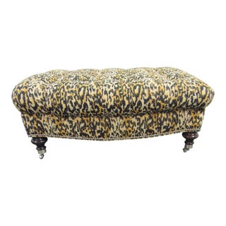 Jessica Charles Regency Style Leopard Tufted Ottoman For Sale