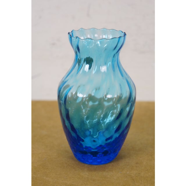 Blue Vintage 4pc Blue Art Glass Decanter Pitcher Vase Votive Holder Mary Gregory For Sale - Image 8 of 18