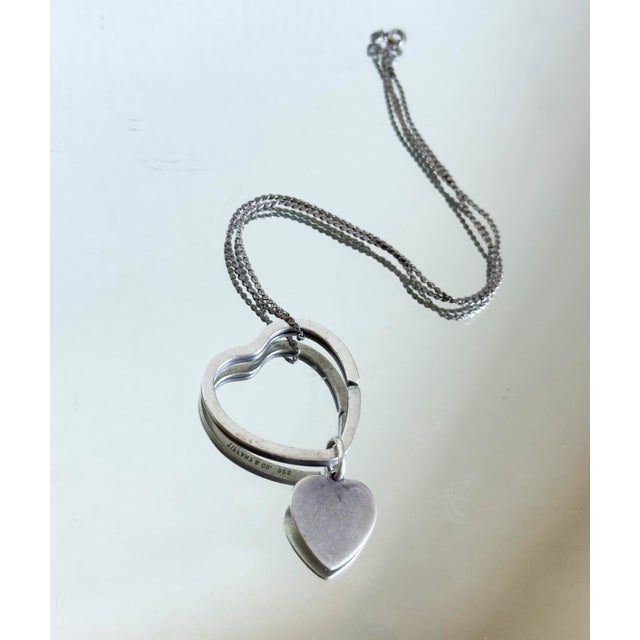 Contemporary Vintage Tiffany & Co. Sterling Silver Heart on Heart Pendant Necklace 1990s For Sale - Image 3 of 14