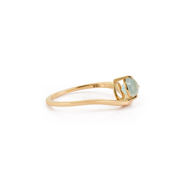Gemstone Natural 1ct Paraiba Tourmaline Soltaire Ring Size 5 Wave Band in 18k Solid Gold For Sale - Image 7 of 18