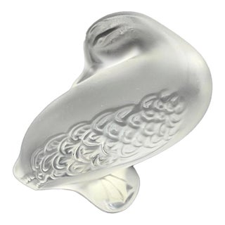 Mid 20th Century Lalique France Frosted Crystal Duck Figurine For Sale