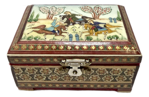 Vintage Persian Khatam Handcrafted Inlaid Wooden Micro Jewelry Trinket Box
