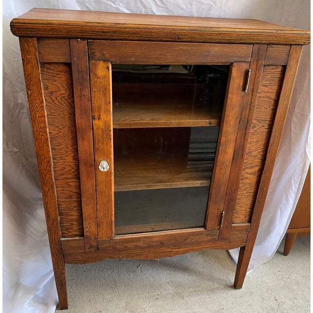 1920s Cabinet Curio Book Shelf Radio Phonograph For Sale - Image 11 of 11