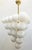 Italian chandelier with glossy white Murano glass globes mounted on polished brass finish frame / Made in Italy by Fabio...