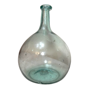 Antique 1797-30 Gallatin-Kramer Glassworks Hand Blown Glass Aqua Bulbous Bottle