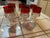 1960s Mid Century Indiana Glass Cranberry Pitcher and Six Glasses For Sale - Image 4 of 5