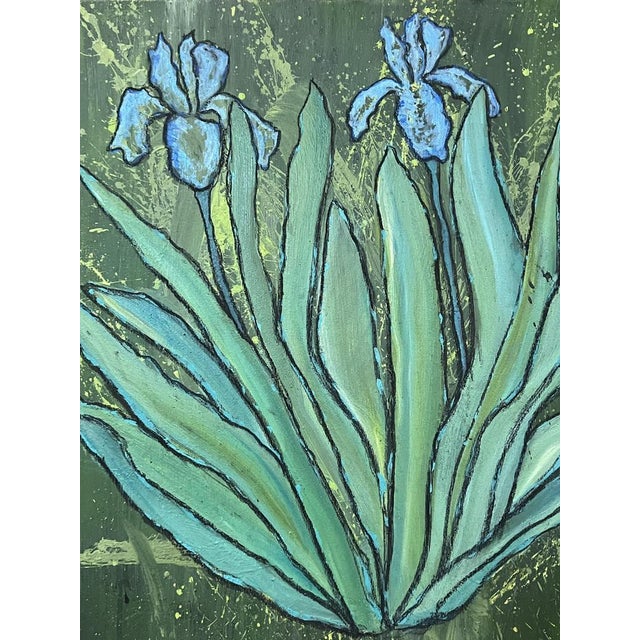 Contemporary ArpVerdeacqua, Il Miei Irises, Acrylic on Canvas For Sale - Image 3 of 5