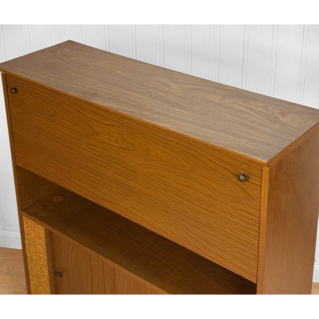 Brown Mid 20th Century Modern Walnut Drop Front Dry Bar Cabinet For Sale - Image 8 of 14