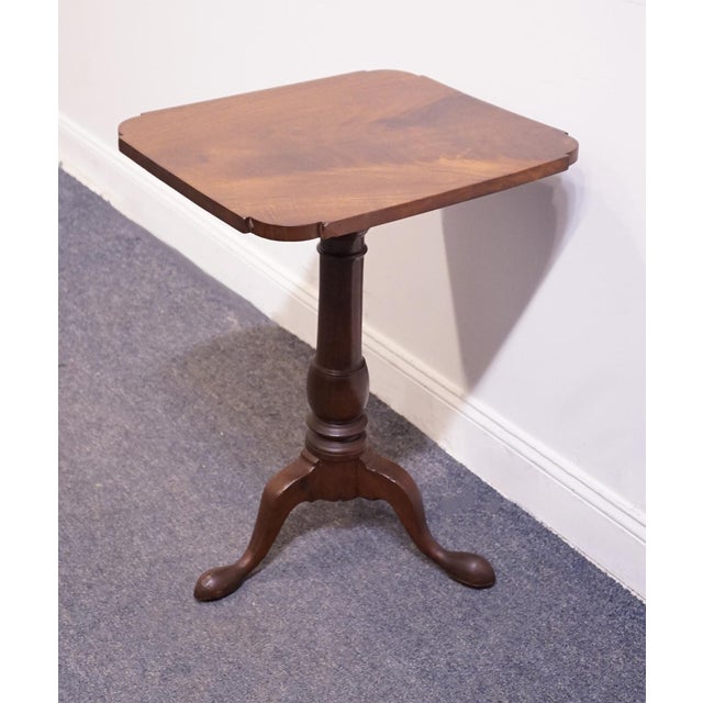 Traditional Vintage Antique Late 19th Century Solid Mahogany Traditional Georgian Style 19x22" Tilt Top Accent End Table For Sale - Image 3 of 10