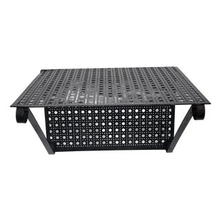 Mid Century Atomic Metal Mesh Book Shelf Display Stand Circa 1950-1960s For Sale