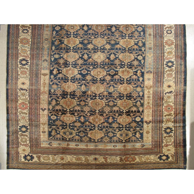 Antique Persian Malayer Carpet, Handmade Oriental Rugs, Navy, Orange, Cream For Sale - Image 4 of 12