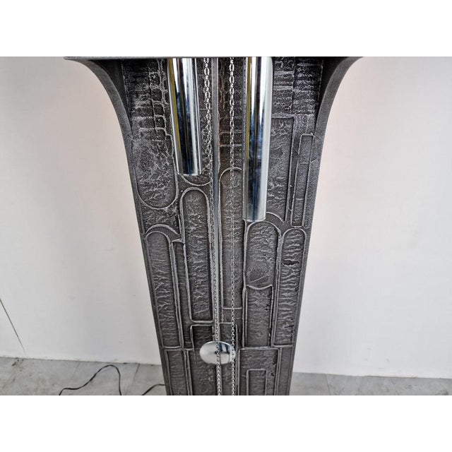 Wood Vintage Brutalist Standing Clock, 1970s For Sale - Image 7 of 12