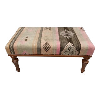 Turkish Kilim Upholstered Bench For Sale