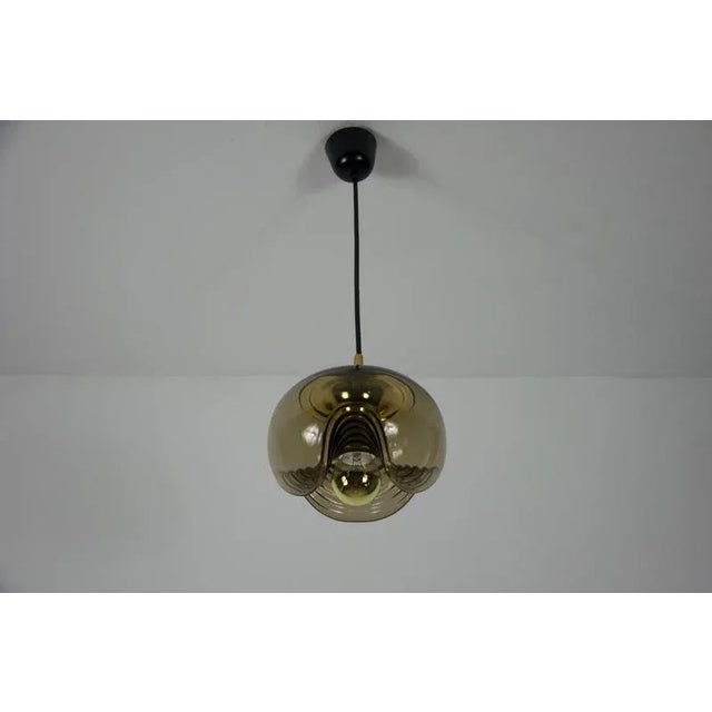 Amber Glass Pendant Lamp by Koch & Lowy for Peill and Putzler, 1960s For Sale - Image 3 of 12