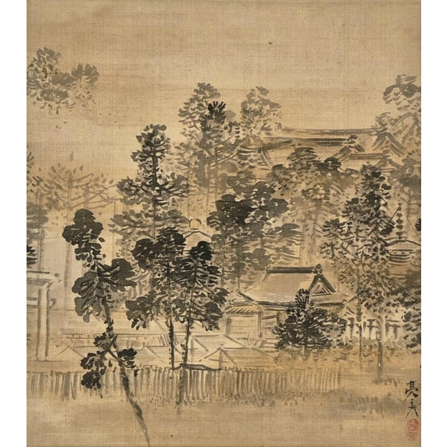 Mid 19th Century Set of 4 Antique Japanese Paintings of Temples and Landscapes – Newly Framed For Sale - Image 5 of 9