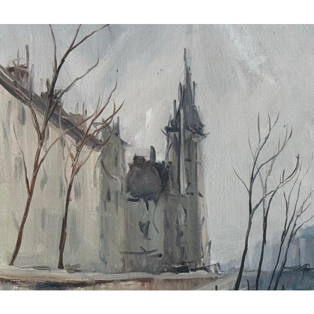 Framed "Paris 1953" French Original Oil Painting, Signed For Sale - Image 4 of 12
