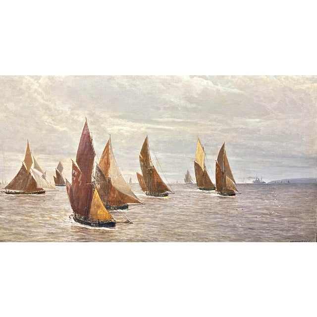 Carl Wilhelm Hugo Schnars-Alquist Hamburg 1855 - 1939 Sailing Ships off the Coast Oil on canvas (relined) Signed lower...