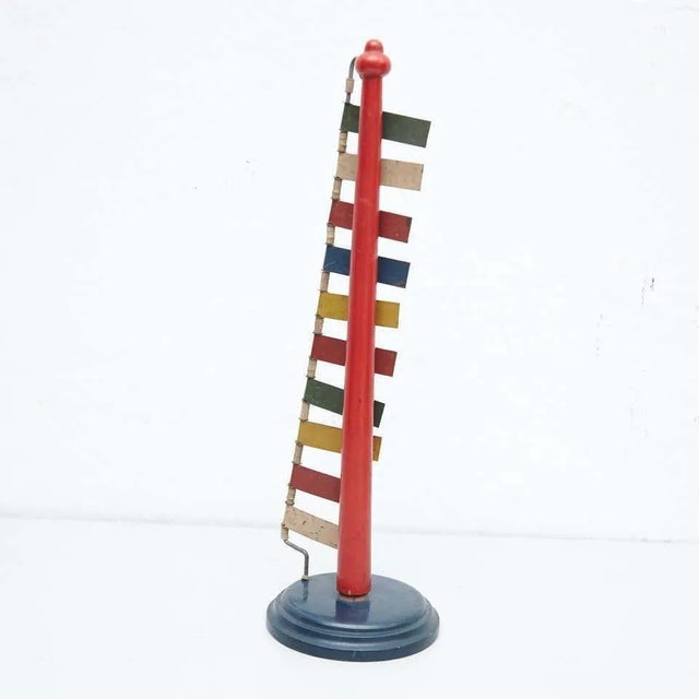 Bauhaus Mid-Century Modern Red, Blue, Yellow, Green and White Metal Sculpture, 1950s For Sale - Image 3 of 12