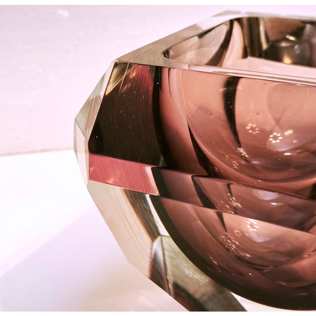 Vintage Murano Sommerso Diamond Bowl attributed to Alessandro Mandruzzato, Italy, 1970s For Sale - Image 17 of 18