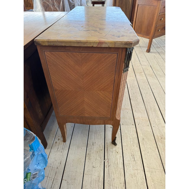 Sienna 19th Century French Louis XV Bleached Marble Top Chest of Drawer / Commode For Sale - Image 8 of 12