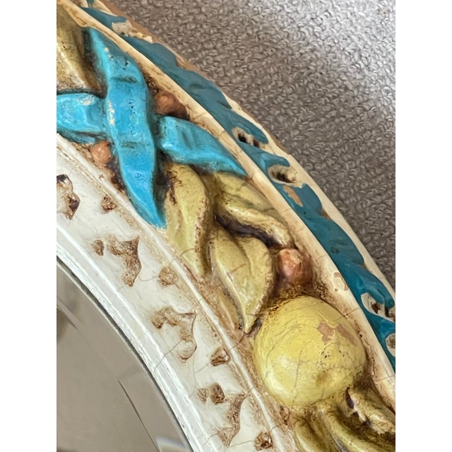 Italian Carved Round Florentine Lemon & Laurel Wood Mirror For Sale - Image 9 of 15