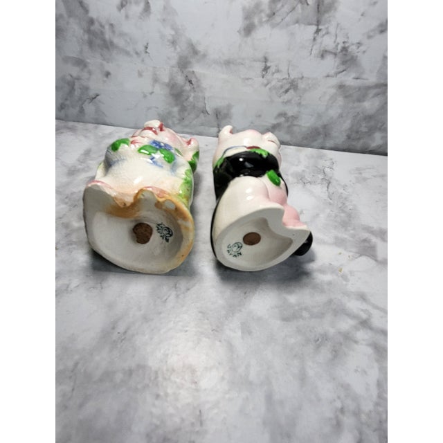 1950s Vintage Py Japan Pig Couple Salt Pepper Shakers For Sale - Image 12 of 13