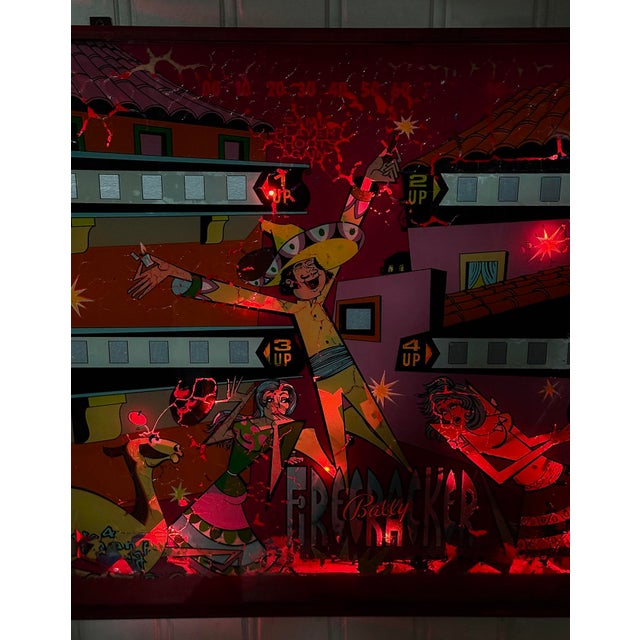 Mid-Century Pop Art Bally Firecracker Pinball Arcade Hanging Light Box For Sale - Image 4 of 12