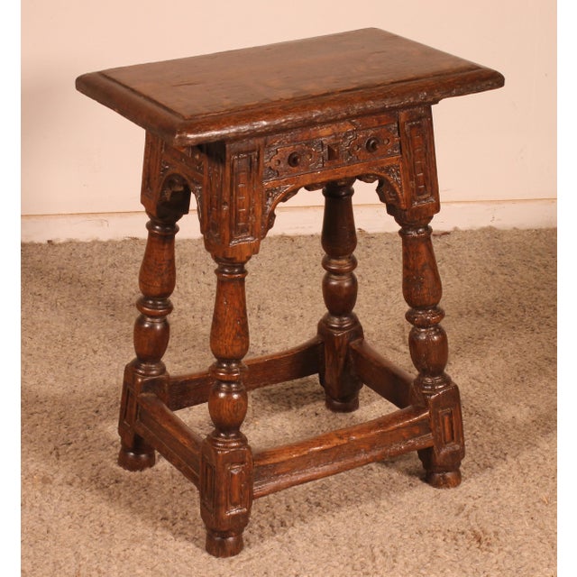 Brown Early 17th Century Oak High Stool For Sale - Image 8 of 11