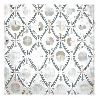 Sample - Schumacher x Johnson Hartig Amal Wallcovering in Calm Blue/Laurel Green For Sale