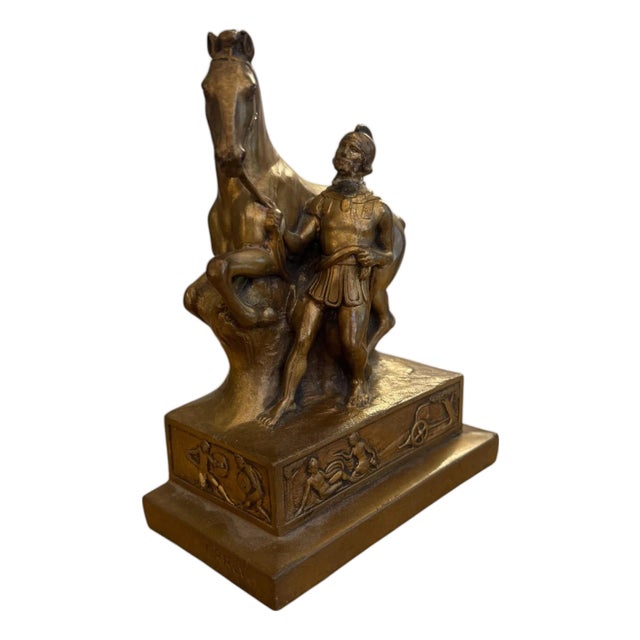 Late 20th Century Jennings Brothers Jb Roman Horse Bronze Bookend For Sale