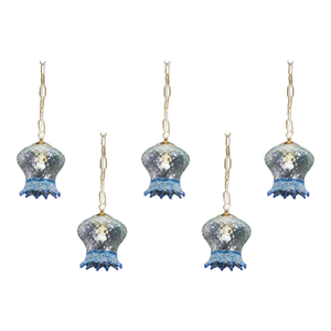 1980s Murano Glass Pendant Lights, Blue & Transparent - Set of 5