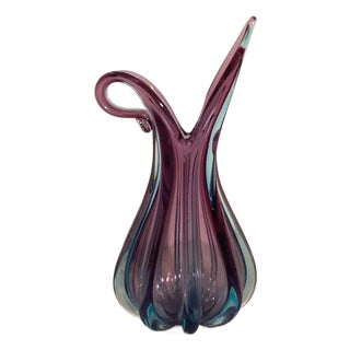 Sommerso Murano Glass Pitcher Vase attributed to Flavio Poli for Seguso, 1960s For Sale