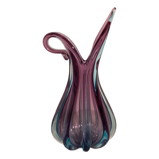 Sommerso Murano Glass Pitcher Vase attributed to Flavio Poli for Seguso, 1960s For Sale