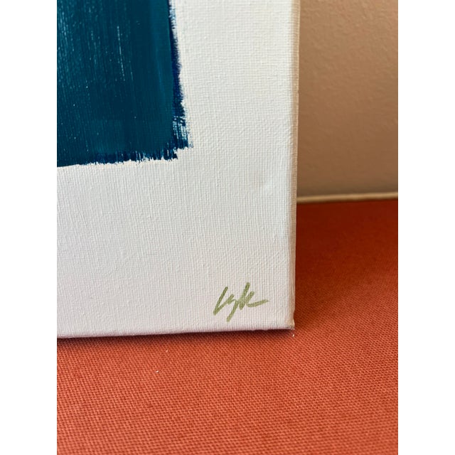 Contemporary Color Block Painting in Acrylic "Colorblock Blues#3" For Sale - Image 4 of 5