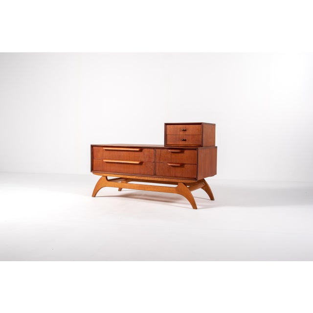 1960s Mid-Century Danish Teak Lowboy Dresser with Mirror, 1950s, Set of 2 For Sale - Image 5 of 13