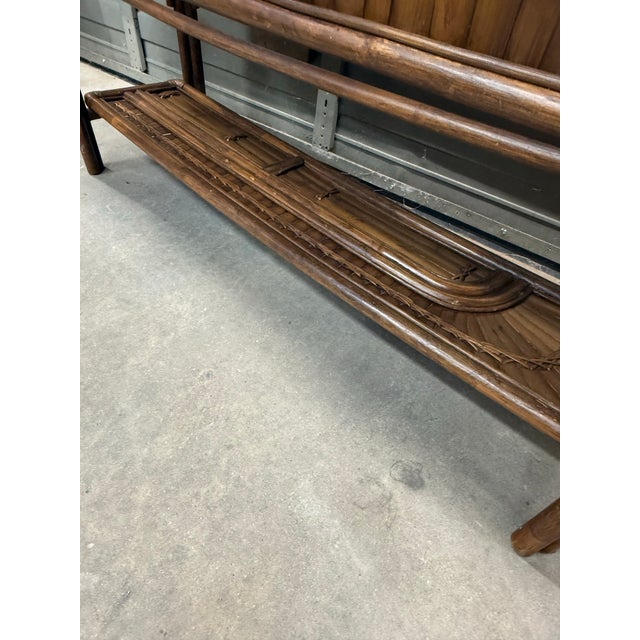 1970s Split Bamboo Rising Sun Console Table For Sale - Image 9 of 12