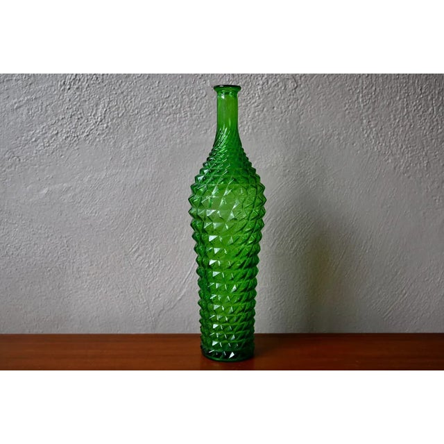 Glass Italian Green Glass Bottle from Empoli, 1960s For Sale - Image 7 of 7