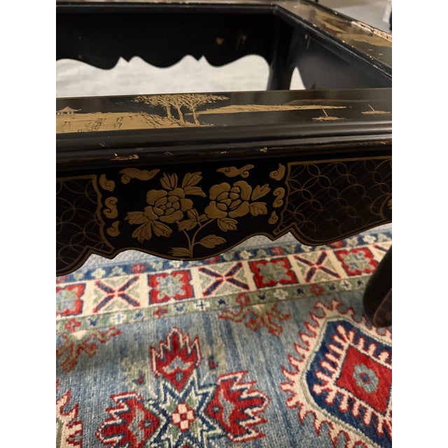 Drexel Heritage Et Cetera Collection Chinoiserie Black Gold & Burl Coffee Table. For Sale - Image 10 of 12