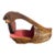 Vintage Hand-Carved Solid Wood Shoe Wine Bottle Holder With Tropical Motif For Sale