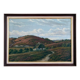 Countryside Landscape, Oil Painting, Framed For Sale