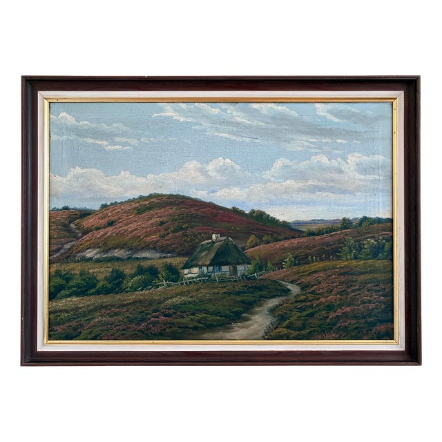 Countryside Landscape, Oil Painting, Framed For Sale